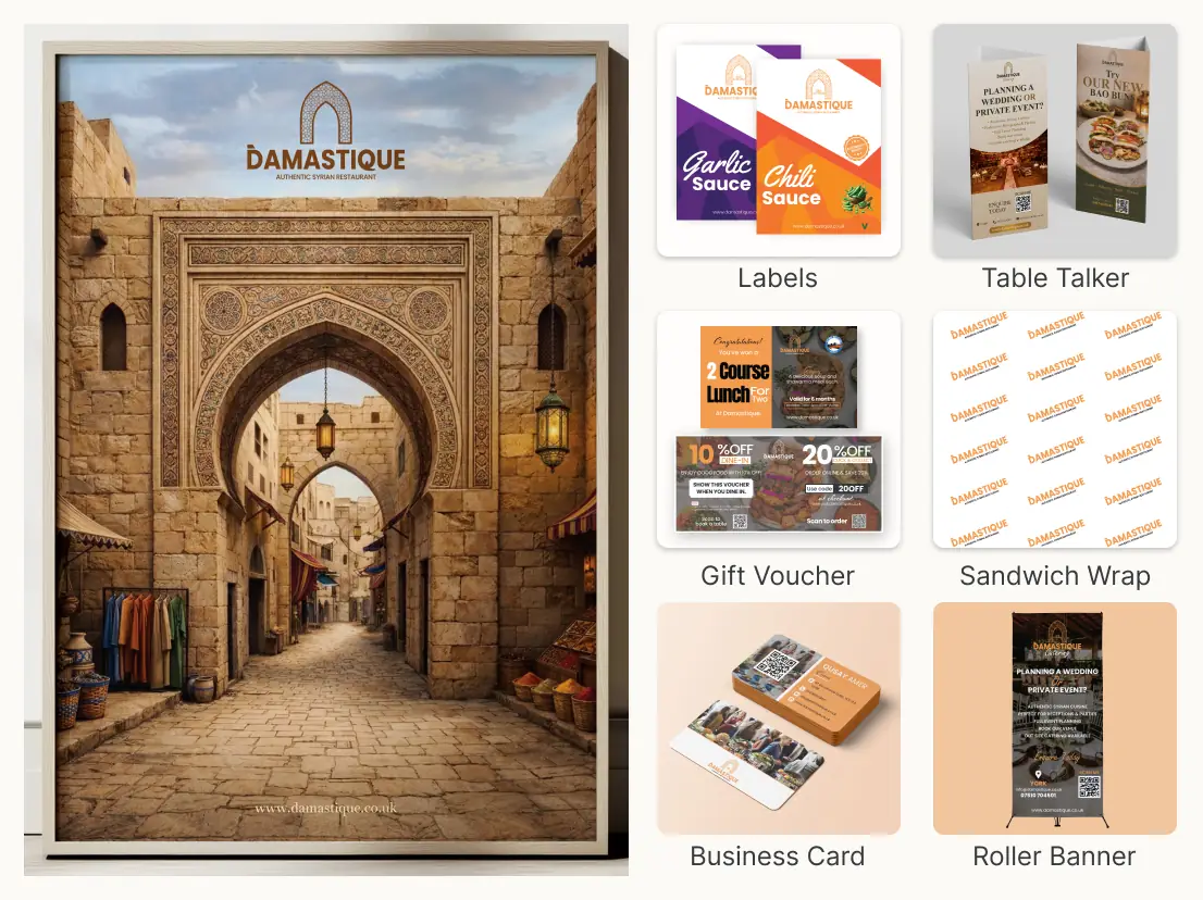 Damastique — Menus & print materials